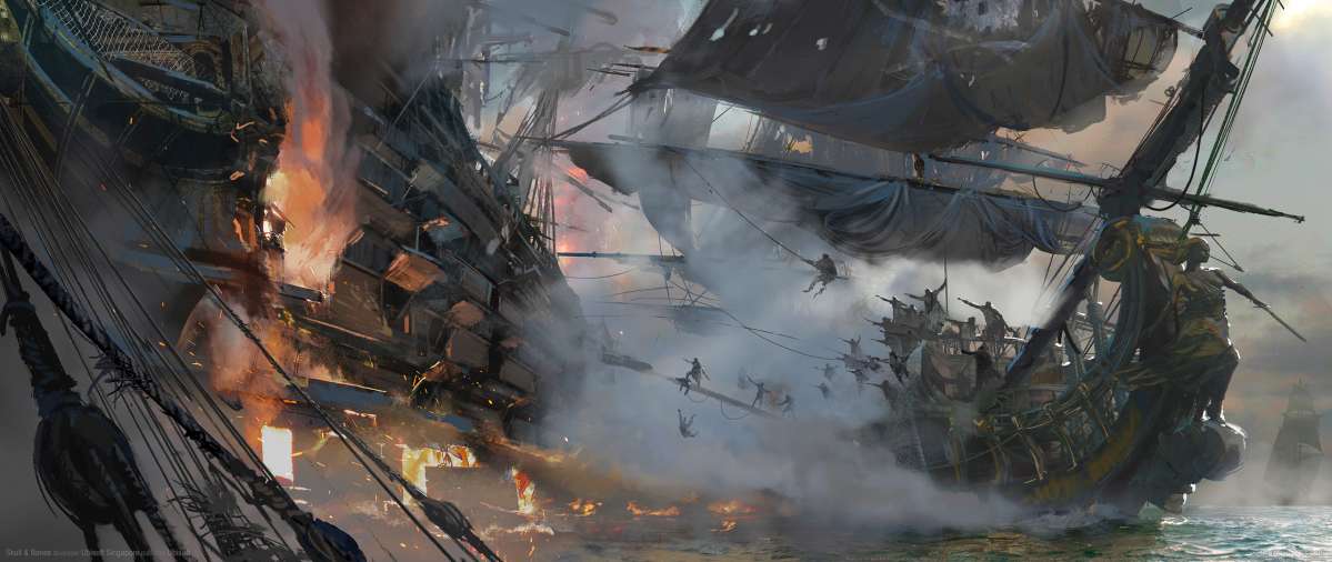 Skull & Bones ultrawide wallpaper or background 05